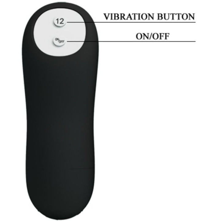 Pretty Love - Silicone Anal Plug Forma de Pênis e 12 Modos de Vibrao Preto
