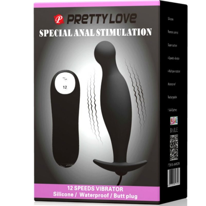 Pretty Love - Silikonowy Korek Analny 12 Trybow Wibracji Czarny
