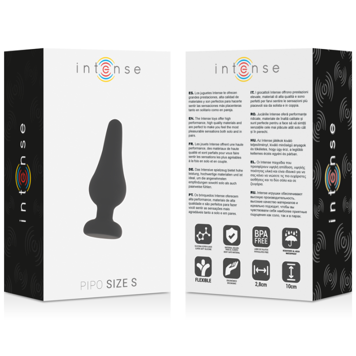 Intense - Plug Anal Pipo s Silicone Preto 9,8 cm