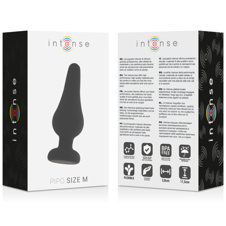 Intense - Plug Anal Pipo m Silicone Noir 11 cm