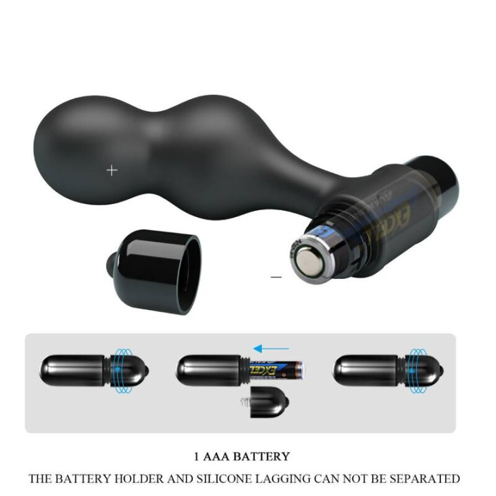 Mr Play - Plug Anal Vibrador de Silicone Preto