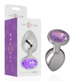 Intense - Plug Anal en Métal Aluminium Avec Cristal Violet Taille s