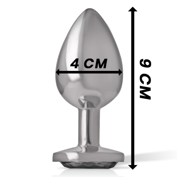 Intense - Analplug Aus Aluminiummetall Mit Schwarzem Glas, Grösse l
