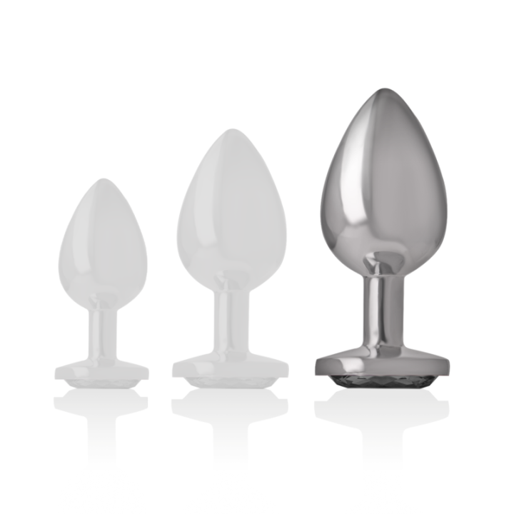 Intense - Aluminum Metal Anal Plug With Black Glass Size l