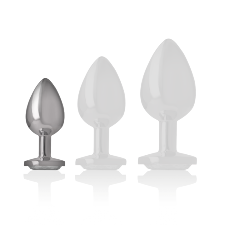 Intense - Plug Anale in Metallo Alluminio Con Cristallo Argento Misura s