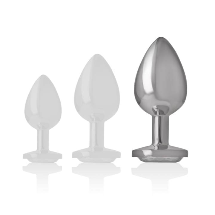 Intense - Aluminum Metal Anal Plug With Silver Crystal Size l