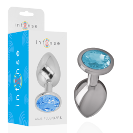 Intense - Aluminum Metal Anal Plug With Blue Crystal Size s