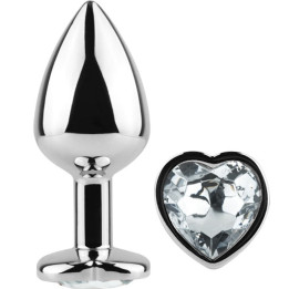 Secretplay - Plug Anal de Metal Corao de Cristal Transparente Tamanho Pequeno 7 cm