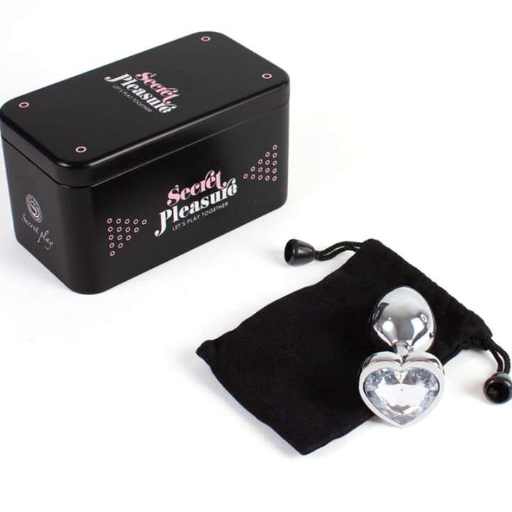 Secretplay - Metal Butt Plug Clear Crystal Heart Small Size 7 cm