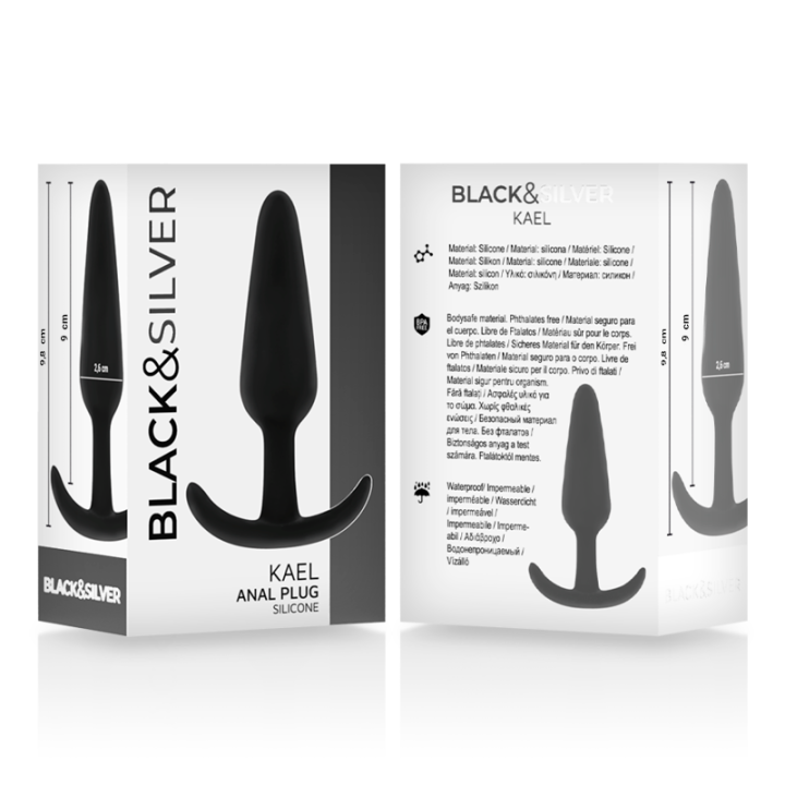 Black&Silver - Plug Anal de Silicone Kael Com Cabo Médio