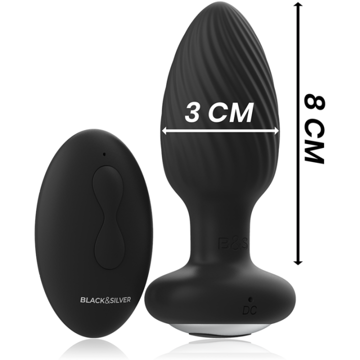 Black&Silver - Wells Plug Silicone Anal Rotator Remote Control