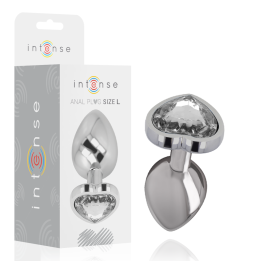 Intense - Korek Analny Metalowy Aluminiowy Biale Serce Rozmiar l