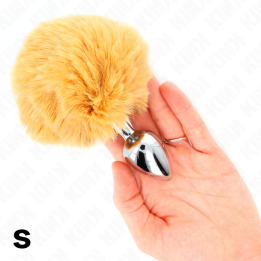 Kink - Bouchon en Acier Inoxydable 7 x 3 cm Avec Queue de Lapin en Fausse Fourrure Beige 8 cm