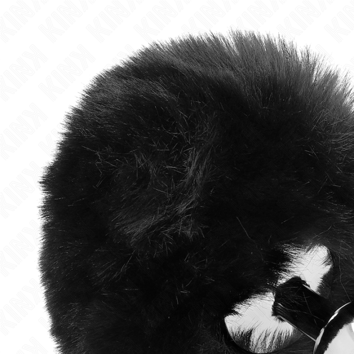 Kink - Stainless Steel Plug 7 x 3 cm With Black Faux Fur Rabbit Tail 8 cm