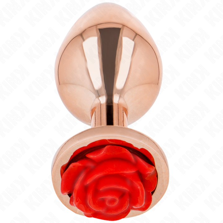 Kink - Plug Anale in Oro Rosa Con Rosa Rossa m