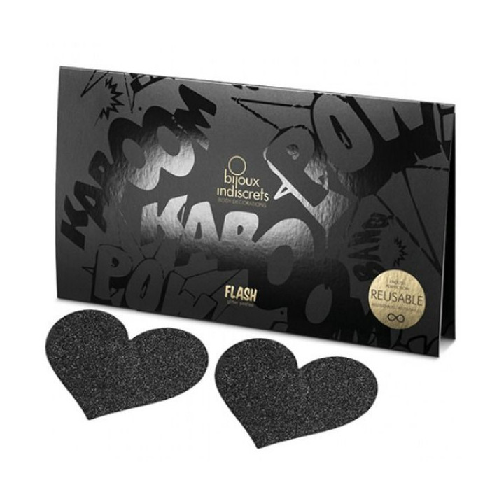 Bijoux - Indiscrets Flash Black Heart Nipple Cuts