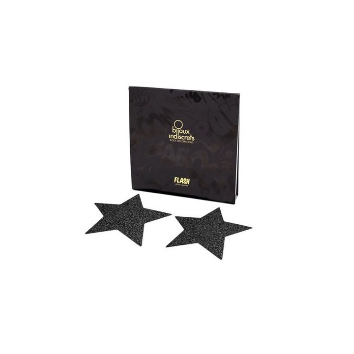 Bijoux - Indiscrets Black Star Flash Nipple Caps