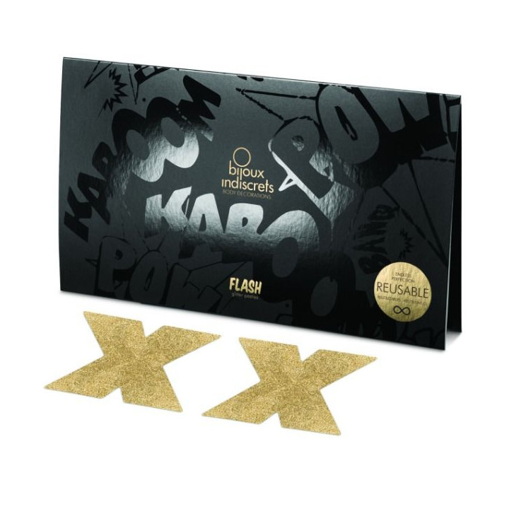 Bijoux - Indiscrets Flash Cross Gold Nipple Covers
