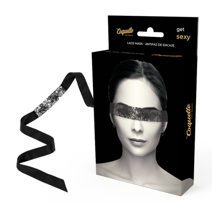 Coquette Chic Desire - Masque en Dentelle Noire Avec Ruban