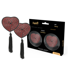 Coquette Chic Desire - Copri Capezzoli Cuore Nero / Rosso