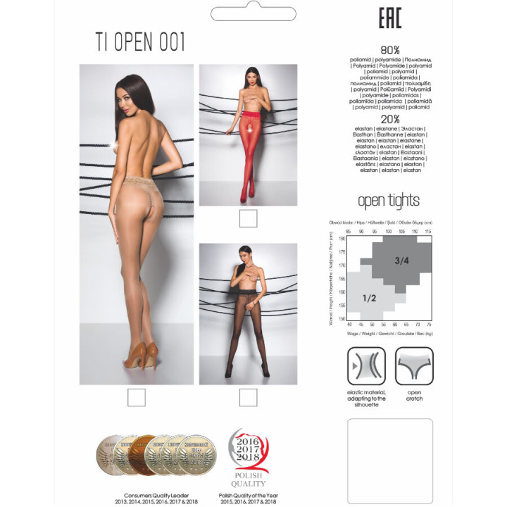 Passion - Tiopen 001 Collant Rosso 1/2 20 Den