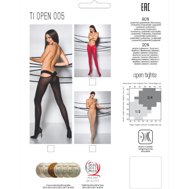 Passion - Tiopen 005 Rote Strumpfhose 1/2 60 Den