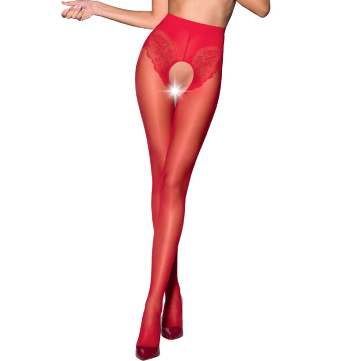 Passion - Tiopen 006 Rote Strumpfhose 3/4 30 Den