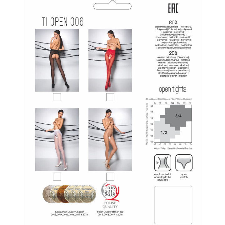 Passion - Tiopen 006 Rote Strumpfhose 3/4 30 Den