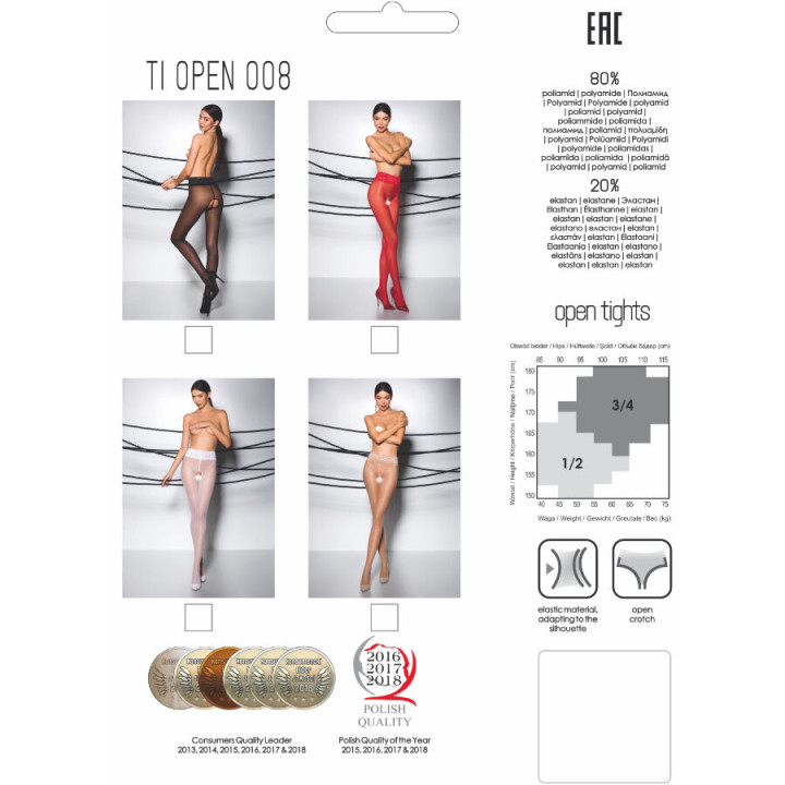 Passion - Tiopen 008 Weisse Strumpfhose 3/4 30 Den