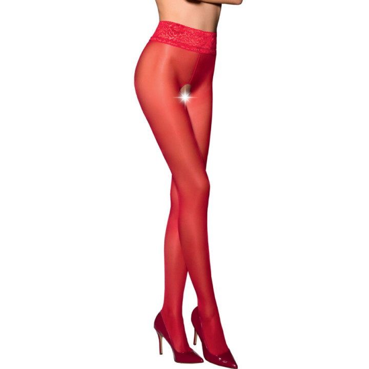 Passion - Tiopen 008 Rote Strumpfhose 3/4 30 Den