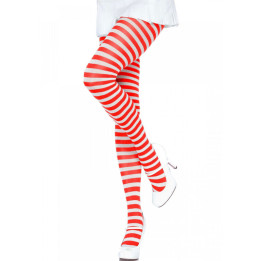 Leg Avenue - Collants Rayures Blanc/Rouge