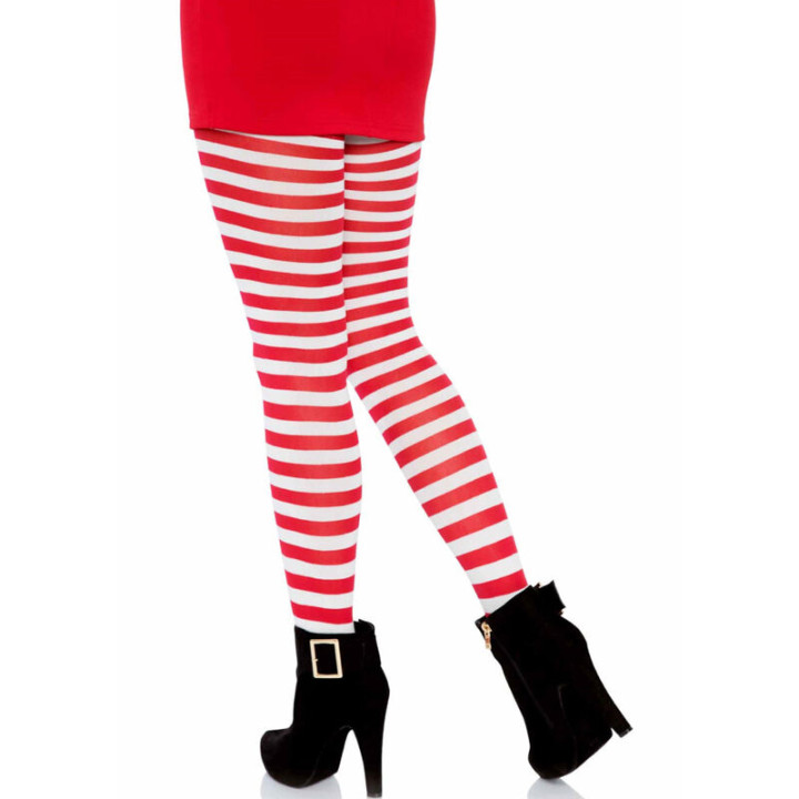 Leg Avenue - Collants Rayures Blanc/Rouge