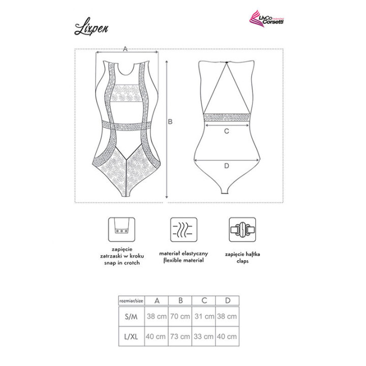 Livco Corsetti Fashion - Lixpen lc 90612 Body Czarny l/xl