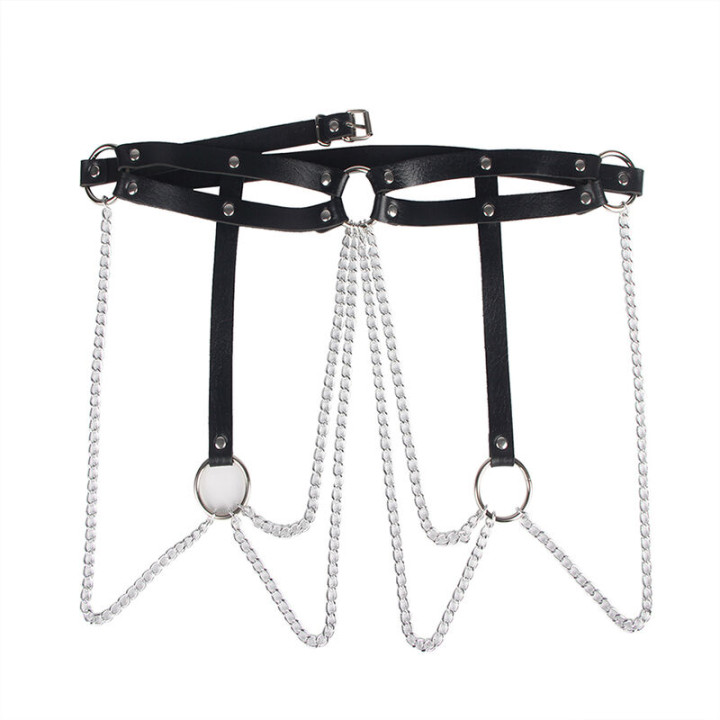 Subblime - Chaine Bague Cuir Ceinture Noir Taille Unique