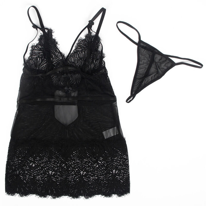Subblime - Babydoll Com Alas de Renda Ajustveis Preto l/xl
