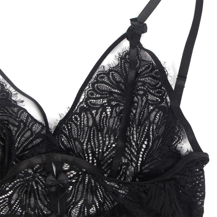 Subblime - Babydoll Con Spalline Regolabili in Pizzo Nero l/xl