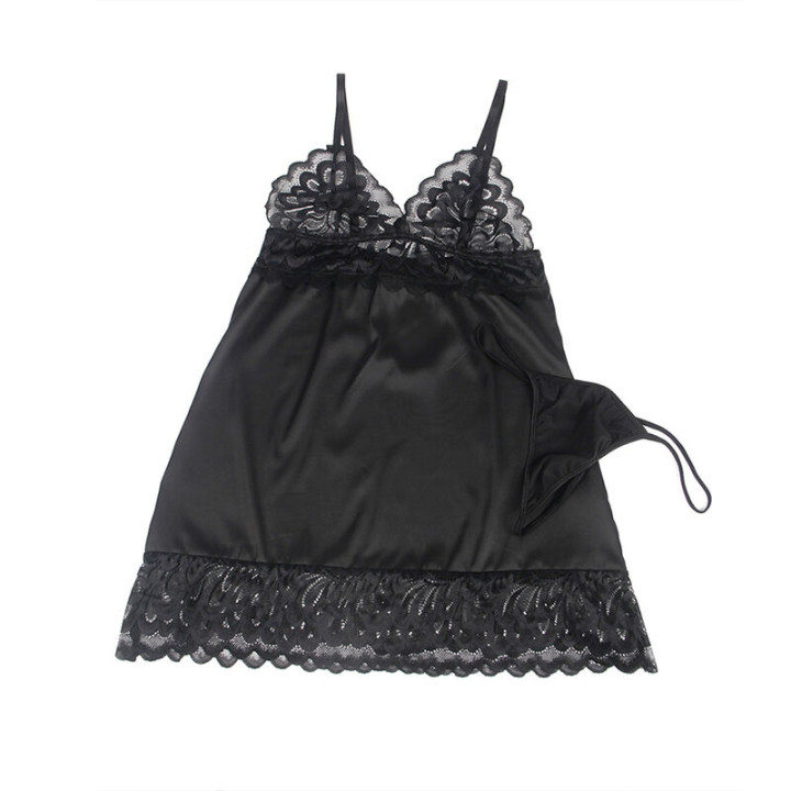 Subblime - Babydoll Mit Blumenprint Auf Der Brust Schwarz l/xl