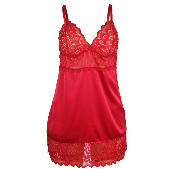 Subblime - Babydoll en Satin Avec Dentelle Rouge s/m