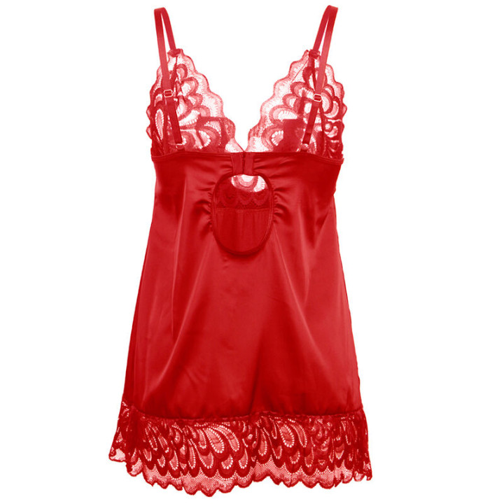 Subblime - Babydoll in Raso Con Pizzo Rosso s/m