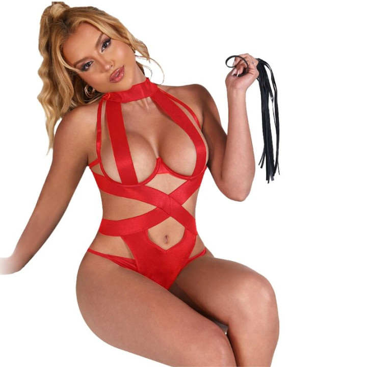 Subblime - Seksowne Body Halter z Uprzazami Czerwone s/m