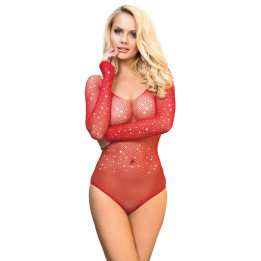 Subblime - 952303 Body de Rejilla Brillante Con Hombros Descubiertos Manga Larga Rojo Talla Única