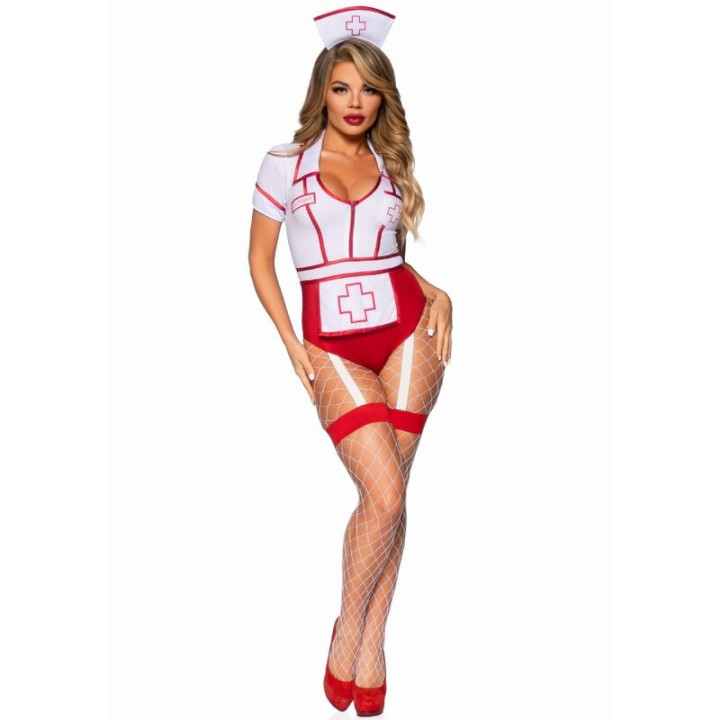 Leg Avenue - Seksualny Kostium Pielęgniarki Czerwony/Biały m