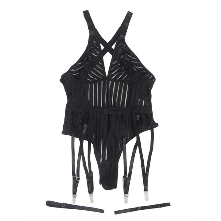 Subblime - 954154 Body z Paskiem do Pończączek Czarne l/xl