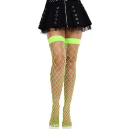 Leg Avenue - Calça Arrastão Larga Verde Neon