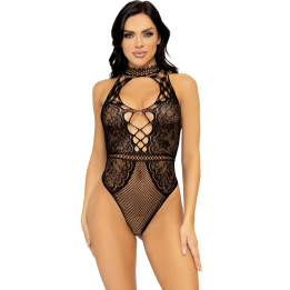 Leg Avenue - Body Gilet en Résille et Dentelle Taille Unique