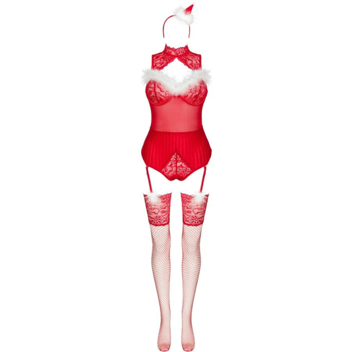 Livco Corsetti Fashion - Limpid Snowflakes lc 90604 Body + Pończochy + Opaska Świąteczna l/xl