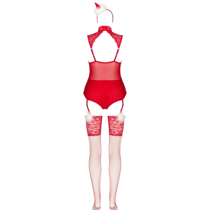 Livco Corsetti Fashion - Limpid Snowflakes lc 90604 Body + Medias + Diadema Navideña l/xl