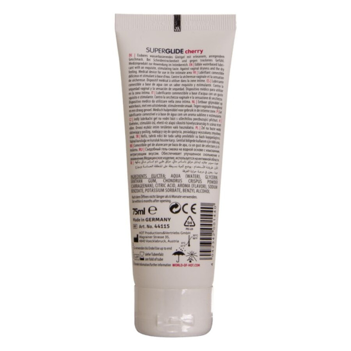 Hot - Superglide Lubrificante Commestibili a Base d'Acqua Ciliegia 75 ml