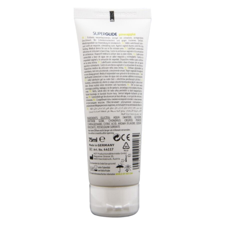 Hot - Superglide Lubricante Comestible Base Agua Piña 75 ml