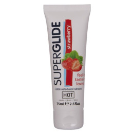 Hot - Superglide Lubrificante Commestibili a Base d'Acqua Fragola 75 ml